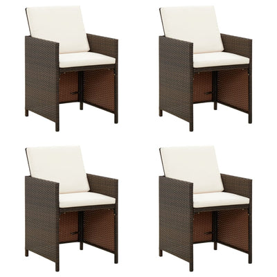 Garden Chairs with Cuhsions 4 pcs Poly Rattan Brown