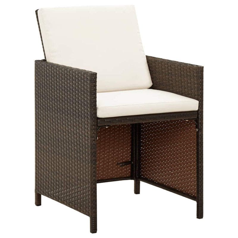 Garden Chairs with Cuhsions 4 pcs Poly Rattan Brown