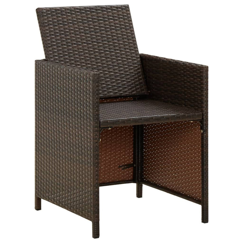 Garden Chairs with Cuhsions 4 pcs Poly Rattan Brown