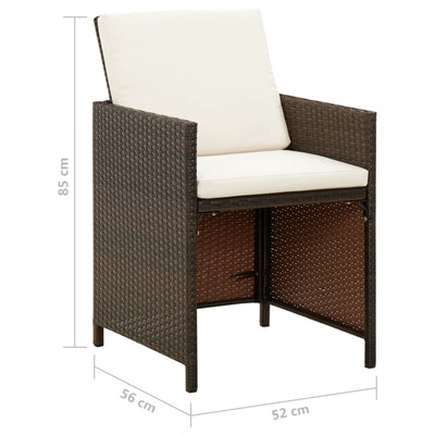 Garden Chairs with Cuhsions 4 pcs Poly Rattan Brown