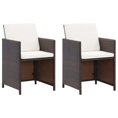 4 Piece Garden Chair and Stool Set Poly Rattan Brown