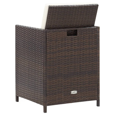 4 Piece Garden Chair and Stool Set Poly Rattan Brown