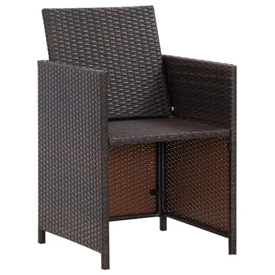 4 Piece Garden Chair and Stool Set Poly Rattan Brown