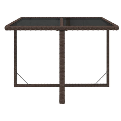 Garden Table Brown 109x107x74 cm Poly Rattan and Glass