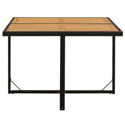 Garden Table Black 109x107x74 cm Poly Rattan&Solid Wood Acacia