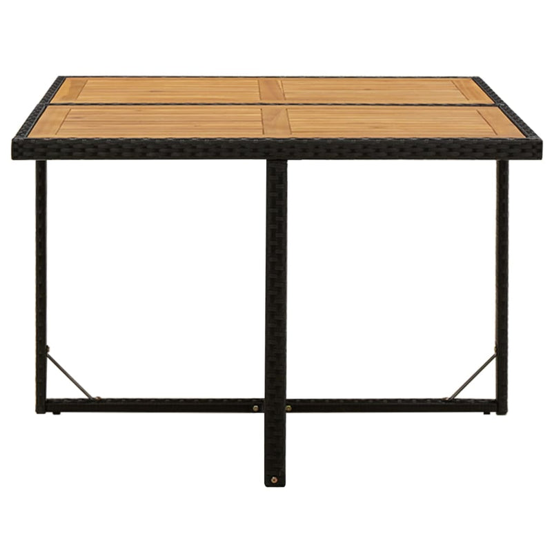 Garden Table Black 109x107x74 cm Poly Rattan&Solid Wood Acacia