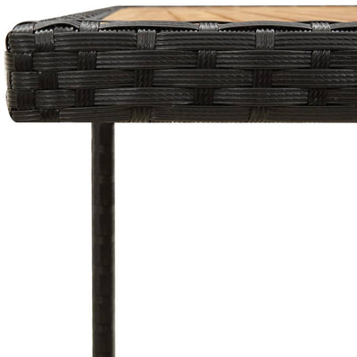 Garden Table Black 109x107x74 cm Poly Rattan&Solid Wood Acacia