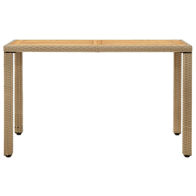 Garden Table Beige 123x60x74 cm Poly Rattan&Solid Wood Acacia