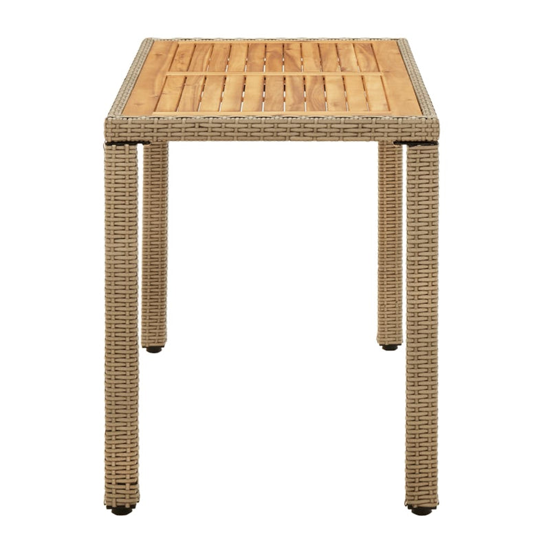 Garden Table Beige 123x60x74 cm Poly Rattan&Solid Wood Acacia