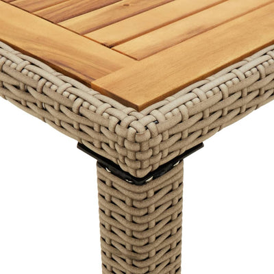 Garden Table Beige 123x60x74 cm Poly Rattan&Solid Wood Acacia