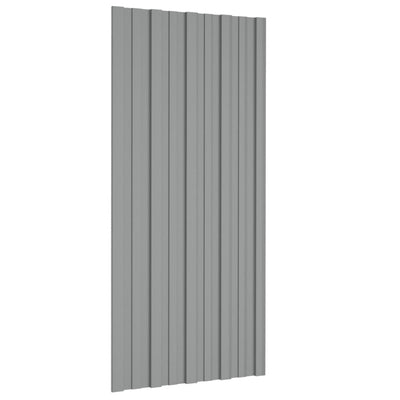 Roof Panels 12 pcs Galvanised Steel Grey 100x45 cm