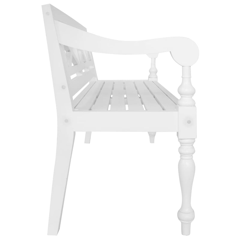 Batavia Bench 123 cm Solid Mahogany Wood White