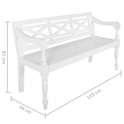 Batavia Bench 123 cm Solid Mahogany Wood White