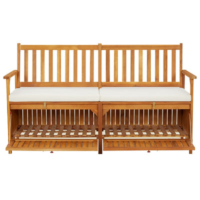 Storage Bench with Cushion 148 cm Solid Wood Acacia