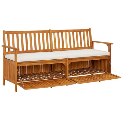 Storage Bench with Cushion 170 cm Solid Wood Acacia