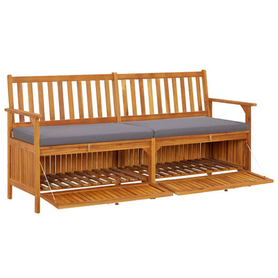 Storage Bench with Cushion 170 cm Solid Wood Acacia