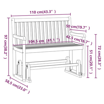 Garden Swing Bench 110 cm Solid Acacia Wood