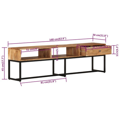 TV Cabinet 160x30x45 cm Solid Wood Acacia