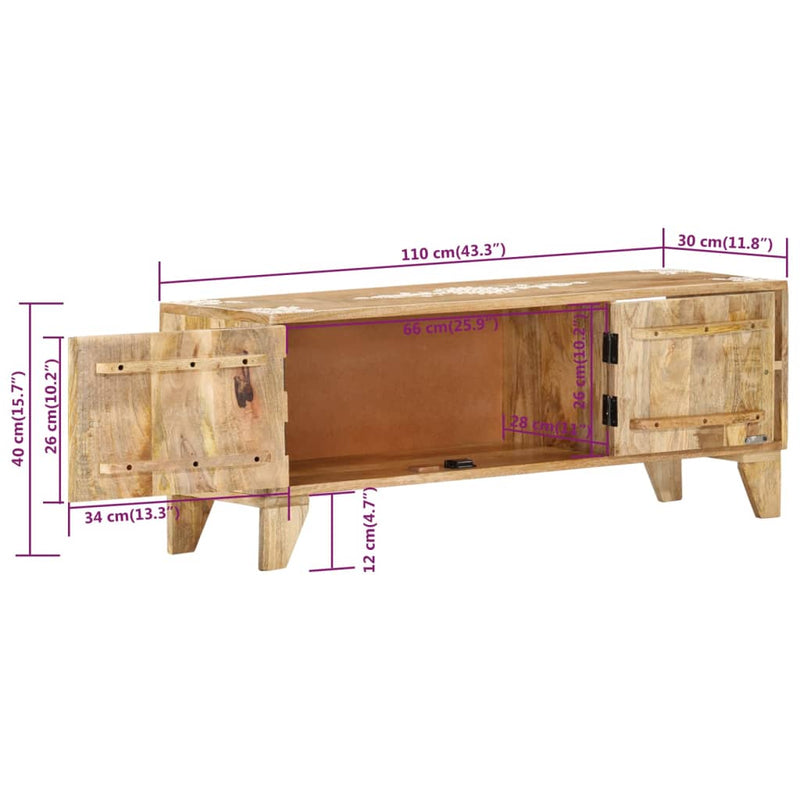 TV Cabinet 110x30x40 cm Solid Wood Mango