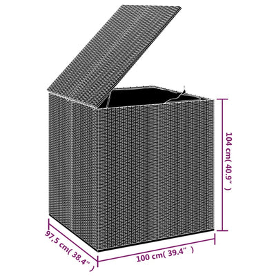 Garden Cushion Box PE Rattan 100x97.5x104 cm Grey