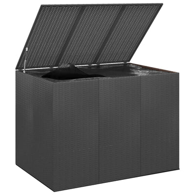 Garden Cushion Box PE Rattan 145x100x103 cm Black