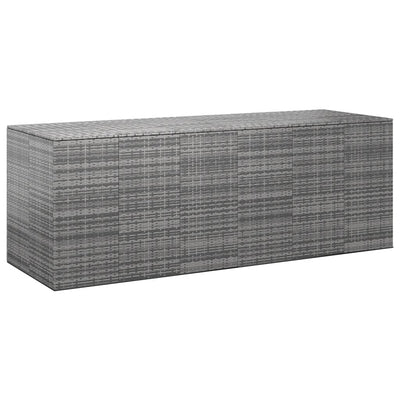 Garden Cushion Box PE Rattan 291x100.5x104 cm Grey