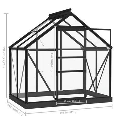 Glass Greenhouse Anthracite 155x103x191 cm Aluminium