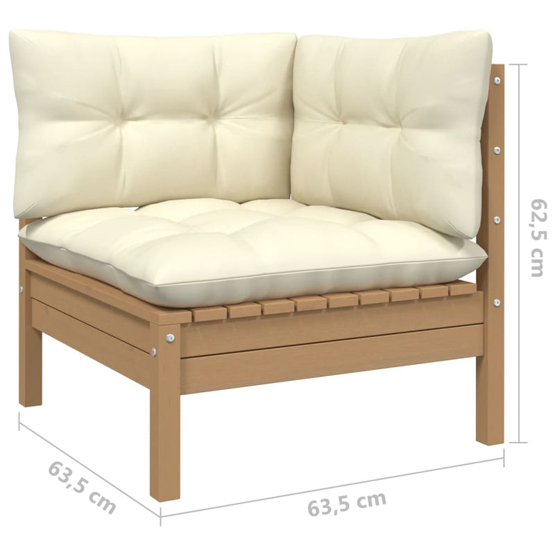 2-Seater Garden Sofa with Cream Cushions Solid Pinewood