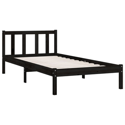 Bed Frame without Mattress Black Solid Wood 90x190 cm