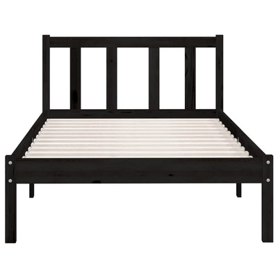 Bed Frame without Mattress Black Solid Wood 90x190 cm