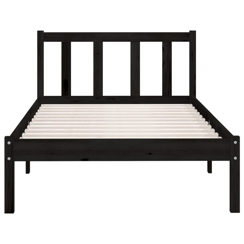 Bed Frame without Mattress Black Solid Wood 90x190 cm