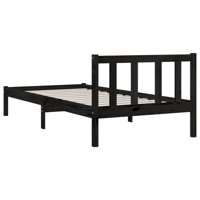 Bed Frame without Mattress Black Solid Wood 90x190 cm