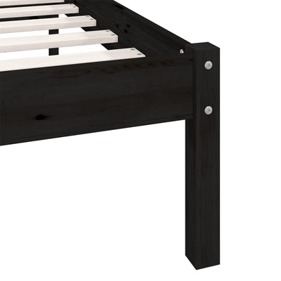 Bed Frame without Mattress Black Solid Wood 90x190 cm