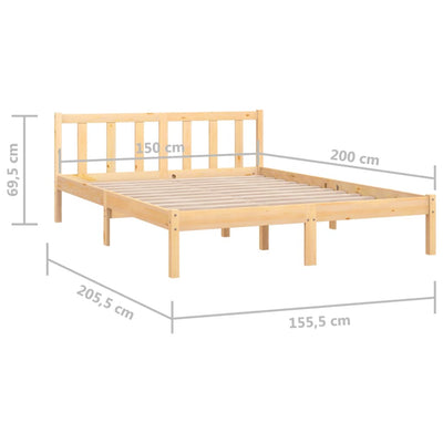 Bed Frame without Mattress Solid Wood Pine 150x200 cm