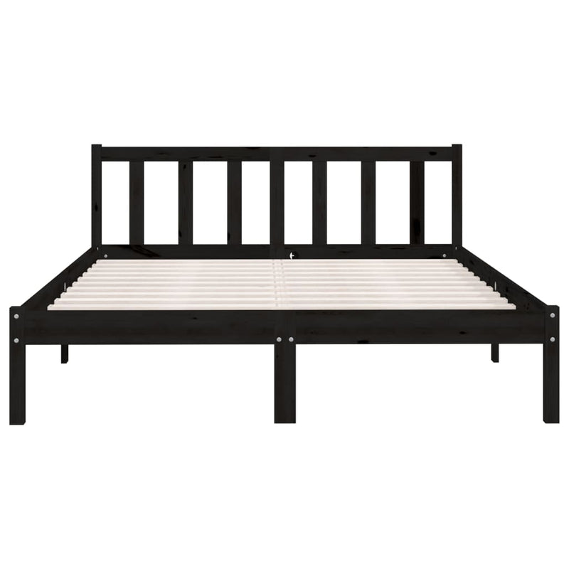 Bed Frame without Mattress Black Solid Wood Pine 150x200 cm