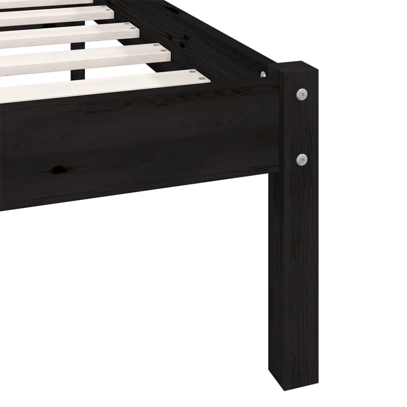 Bed Frame without Mattress Black Solid Wood Pine 150x200 cm