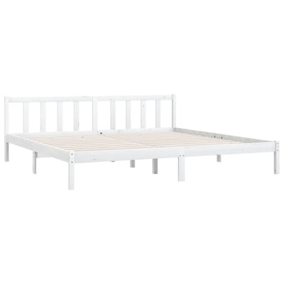 Bed Frame without Mattress White Solid Wood 183x203 cm King