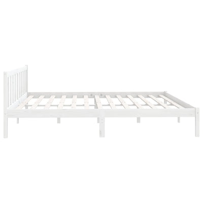 Bed Frame without Mattress White Solid Wood 183x203 cm King