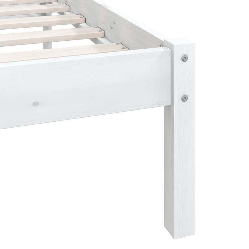 Bed Frame without Mattress White Solid Wood 183x203 cm King