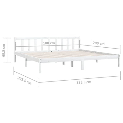 Bed Frame without Mattress White Solid Wood 183x203 cm King