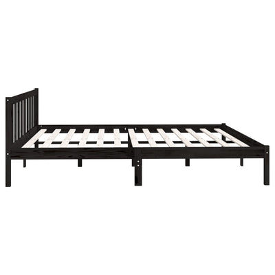 Bed Frame without Mattress Black Solid Wood 183x203 cm King