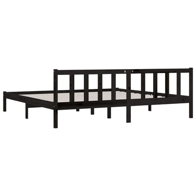 Bed Frame without Mattress Black Solid Wood 183x203 cm King