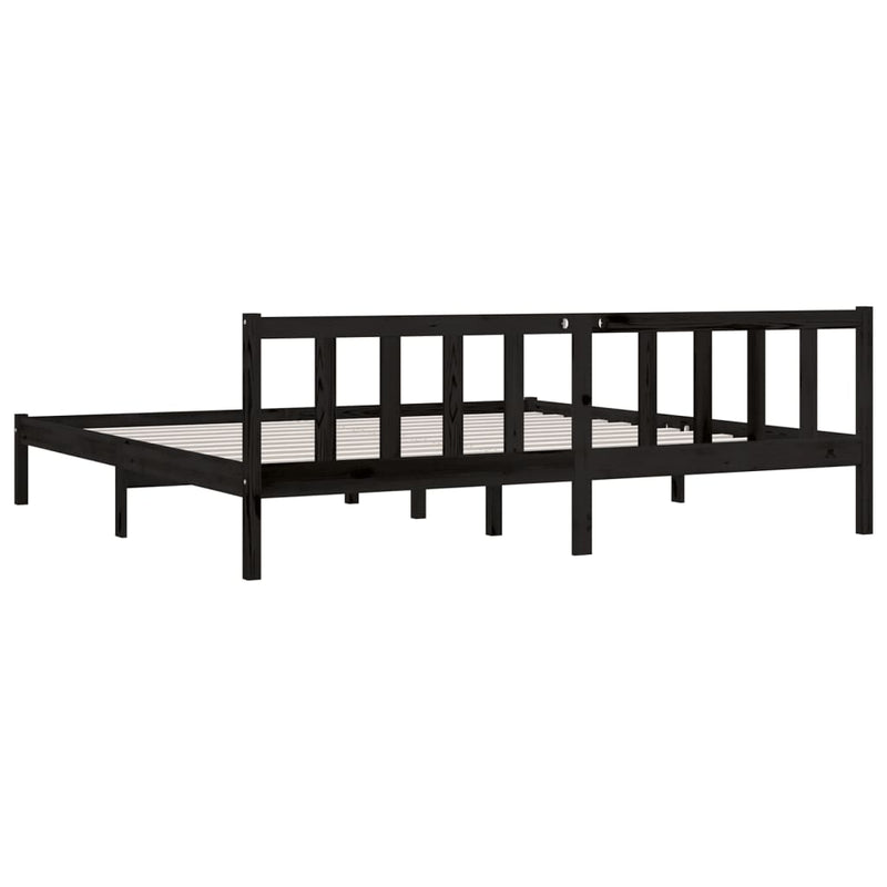 Bed Frame without Mattress Black Solid Wood 183x203 cm King