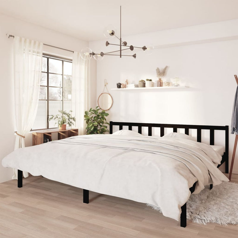 Bed Frame without Mattress Black Solid Wood 183x203 cm King