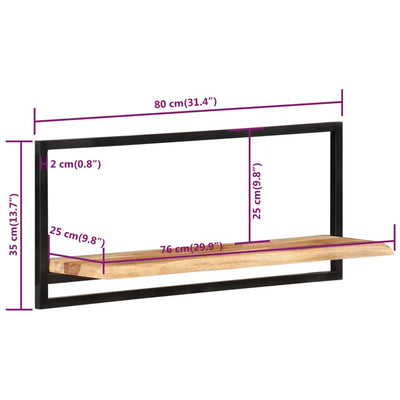 Wall Shelves 2 pcs 80x25x35 cm Solid Wood Acacia and Steel