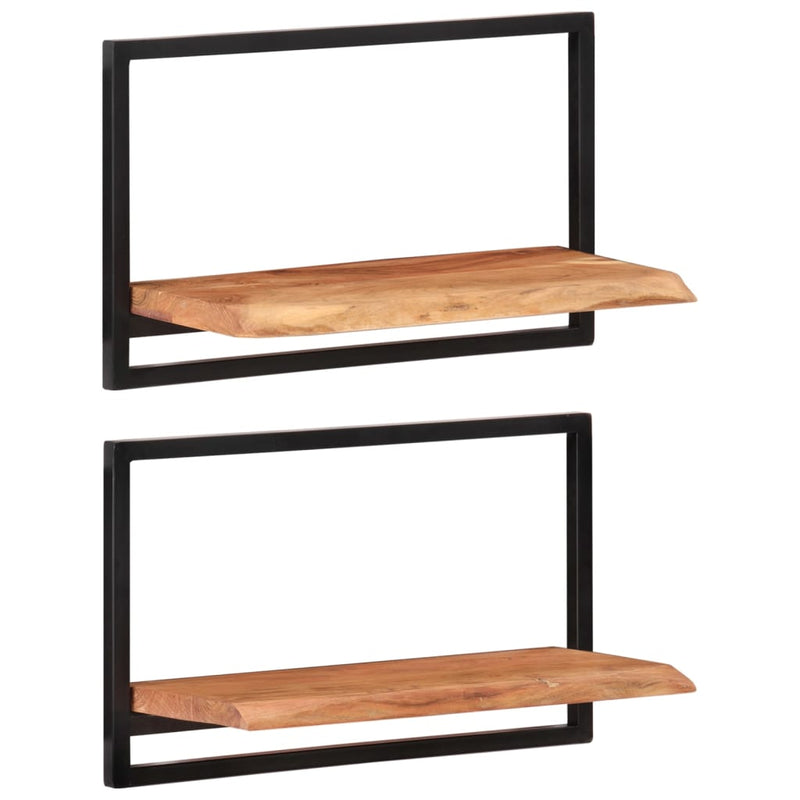 Wall Shelves 2 pcs 60x25x35 cm Solid Wood Acacia and Steel