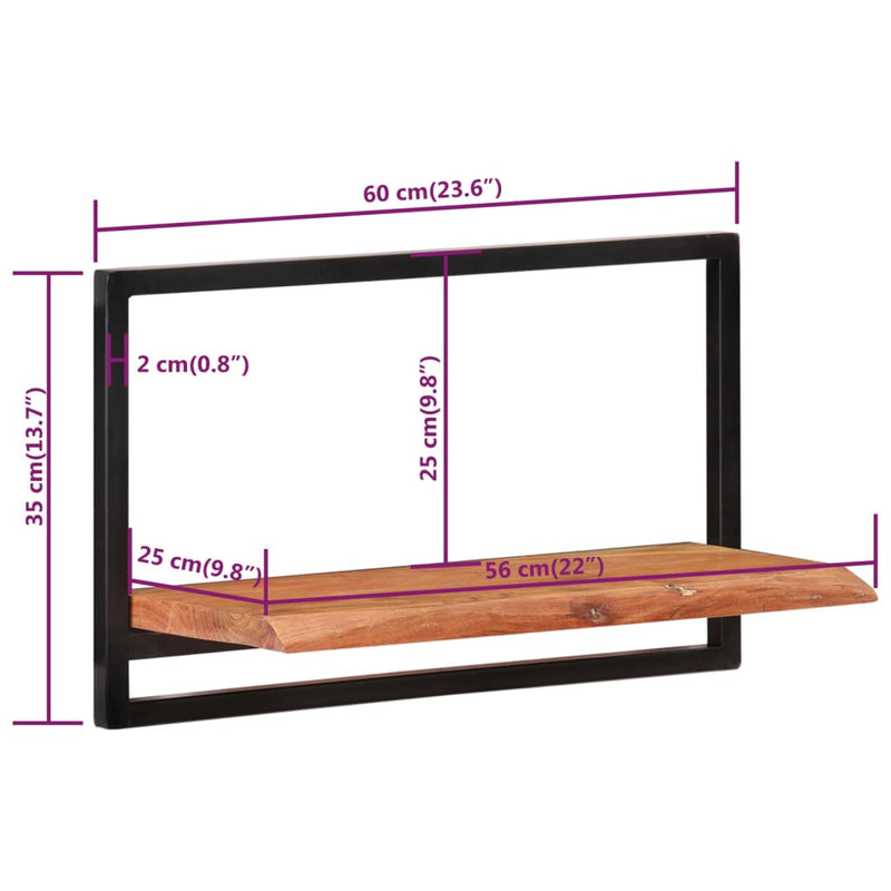 Wall Shelves 2 pcs 60x25x35 cm Solid Wood Acacia and Steel