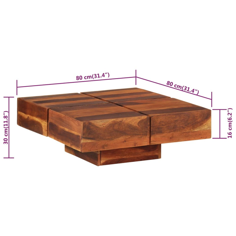 Coffee Table 80x80x30 cm Solid Wood Acacia