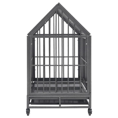 Dog Cage with Wheels and Roof Steel 92x62x106 cm