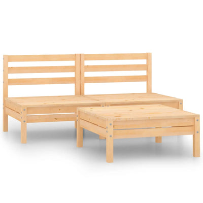 3 Piece Garden Lounge Set Solid Wood Pine